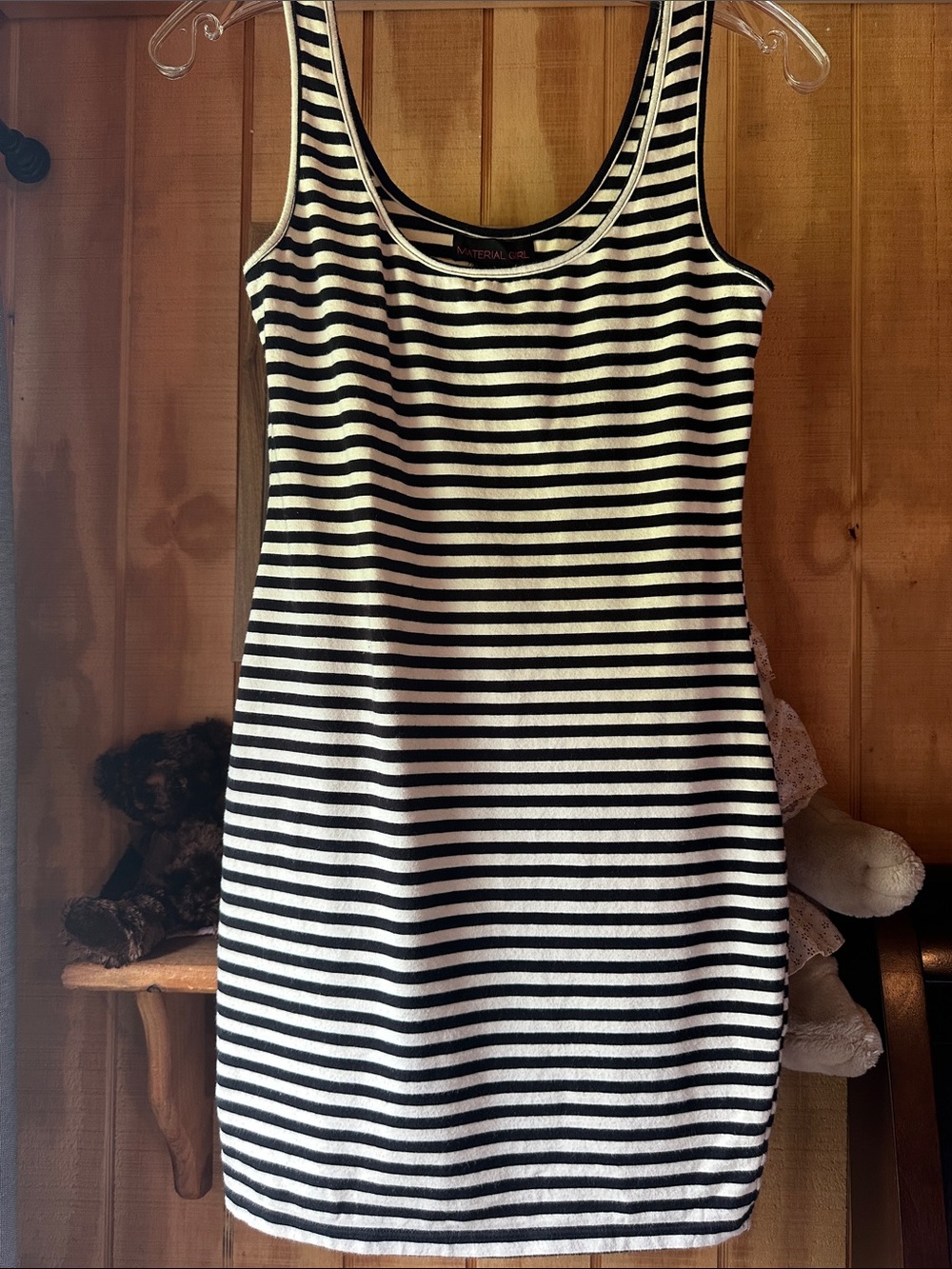 Women’s Size s Material Girl Black and White Striped Mini Tank Dress 8261.5cv